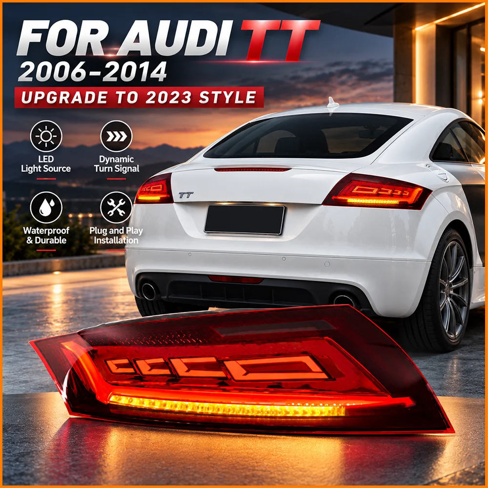 For Audi TT 2006-2014 Tail Light Upgrade 2023 Style Flowing Rear Lamp Assembly Replacement Automotive Lighting for Car