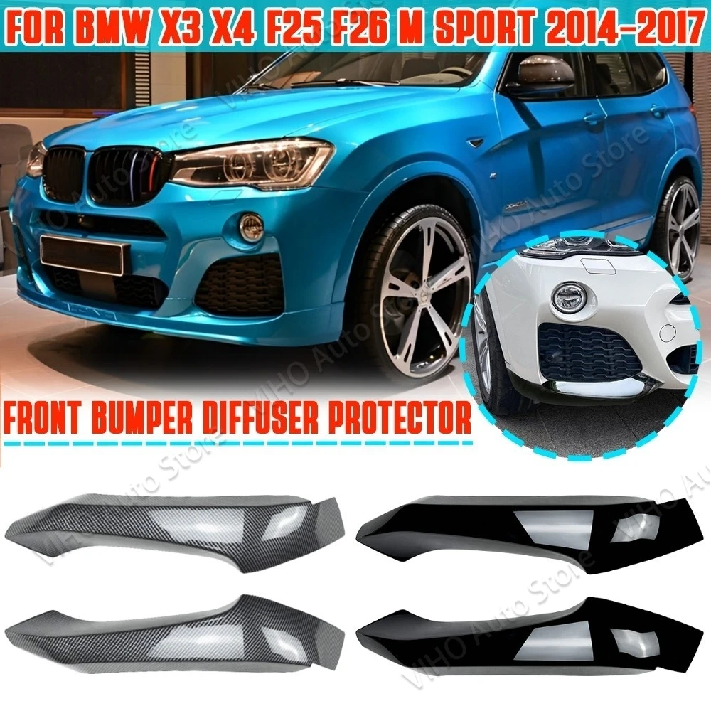 

Для BMW X3 X4 F25 F26 M Sport 2014-2017 автомобильный передний бампер для губ Диффузор защита спойлер аксессуары для тюнинга блеск черный