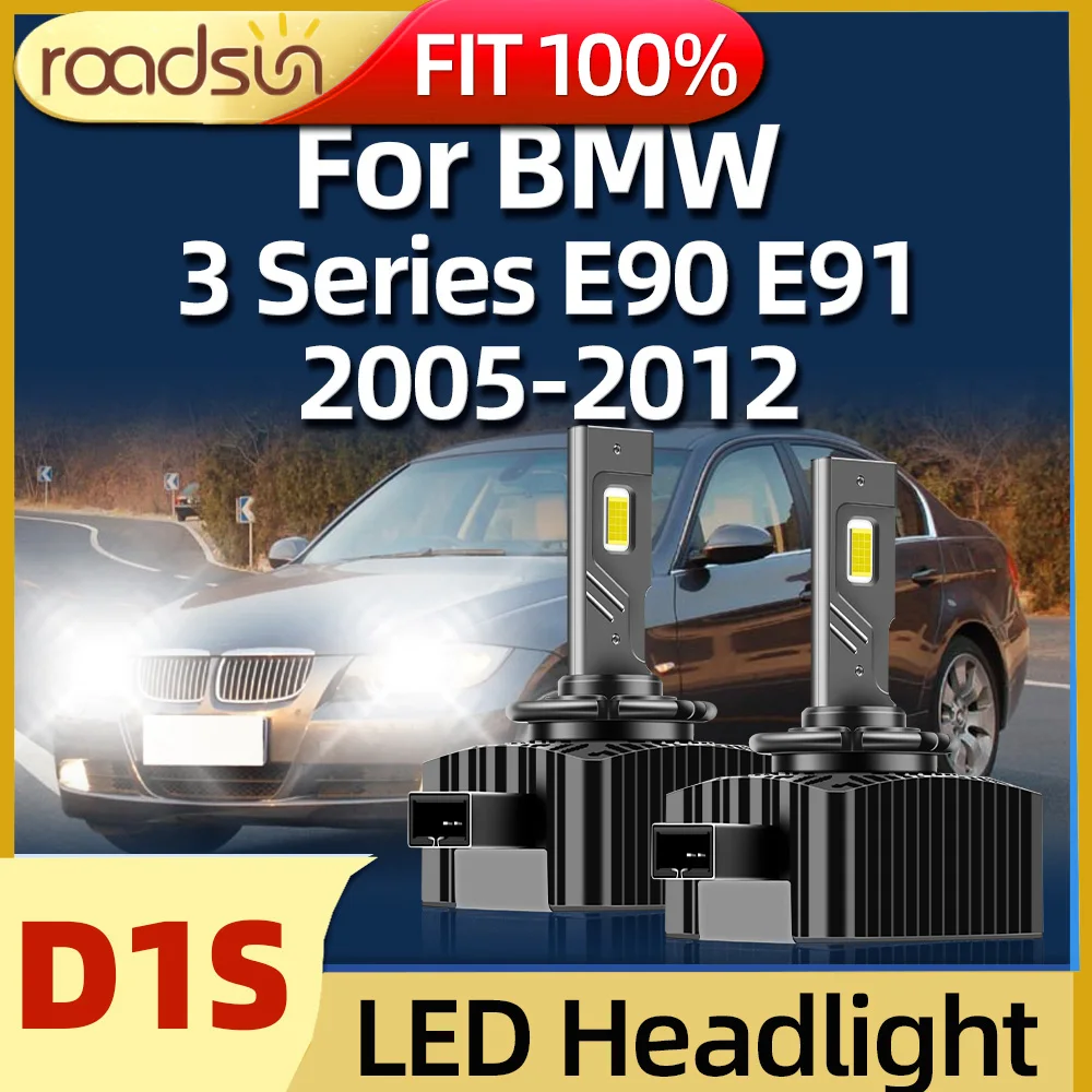 

Roadsun 2Pcs Car Light D1S Led Headlight 6000K High Low Beam For BMW 3 Series E90 E91 2005 2006 2007 2008 2009 2010 2011 2012