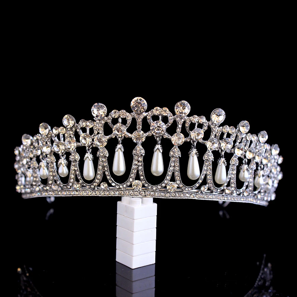 

Pearl Hair Accessories Crystal Bead Decorated Headb Wedding Tiara Rhinestone Hairb Bridal Crown Occasion Party