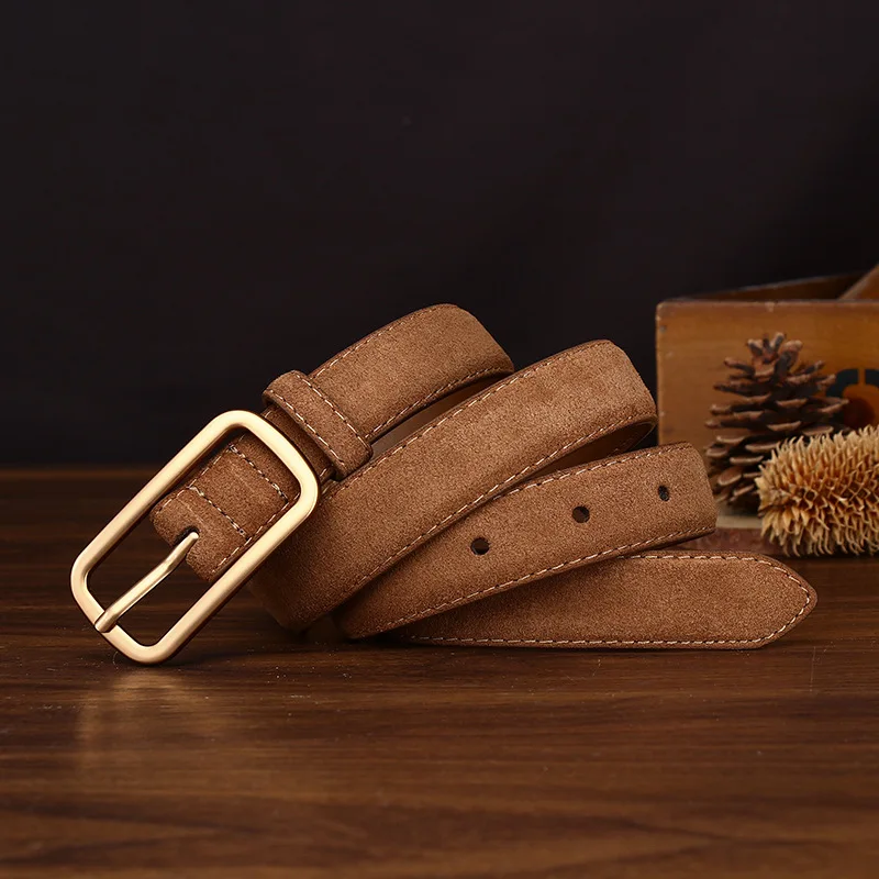 Luxurious Suede Belt for Women Vintage Versatile Simple High-End Feeling Matching Casual Jeans Internet Famous Waist Belt