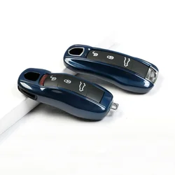 Car Key Case Midnight Blue for Porsche Panamera Cayenne Macan 911 718 Taycan Cayman Boxster Key Shell Remote Control Fob Cover