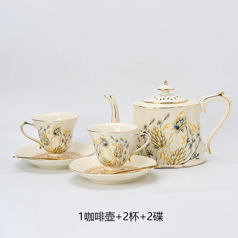 British Teapot European Style Coffee Cup Light Luxury Ceramic French Style Afternoon Tea Set Flower Tea Cup Set