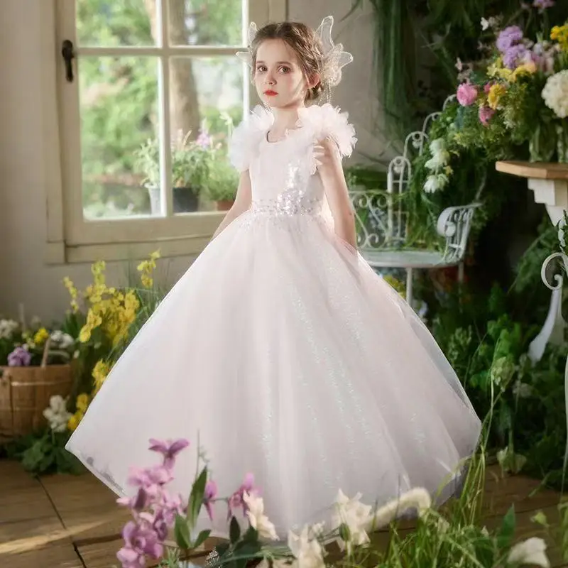 

Новое поступление 2026: Детское пышное платье из сетки с рукавами-фонариками, высококачественное платье принцессы