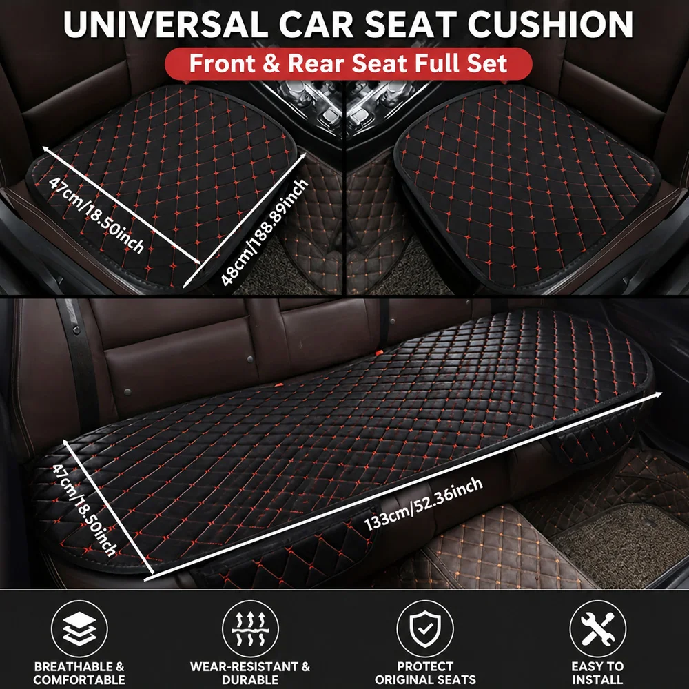 3Pcs Car Seat Cushion Cover Air Permeable Soft Driving Seat Protector Mat Dustproof Anti-Wear Seat Protection Auto Interior