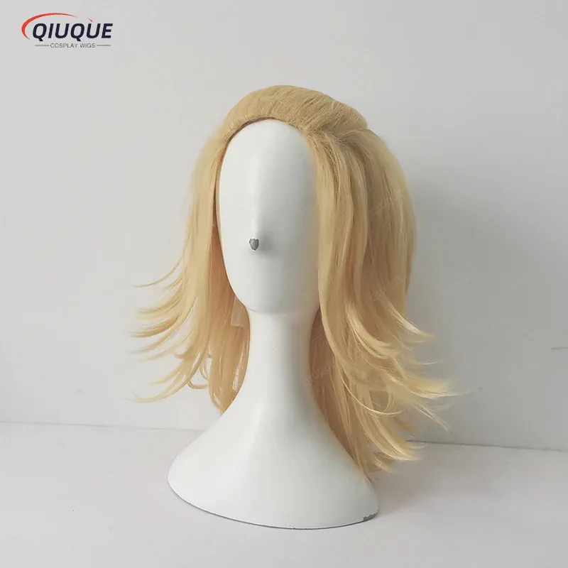 LQHigh Qualiy أنيمي سانو مانجيرو الباروكات ميكي شقراء قصيرة مقاومة للحرارة الشعر الاصطناعية شعر مستعار تأثيري + غطاء شعر مستعار