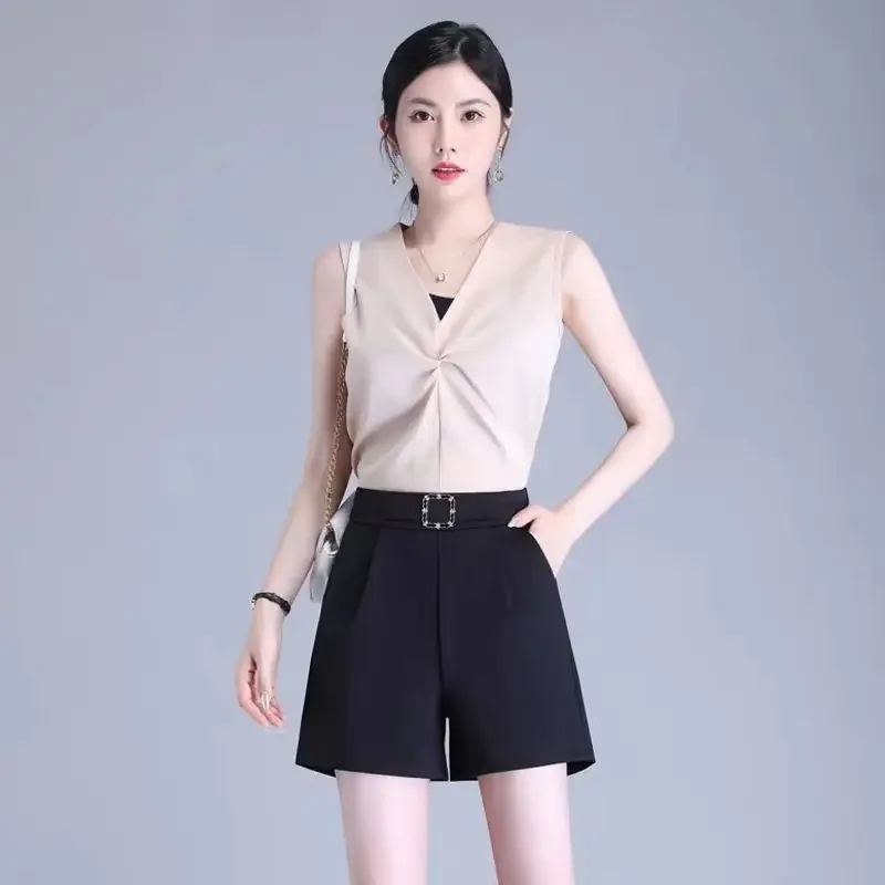 

Elastic Waist Shorts for Women Pocket Short Pants Woman Women's Summer Cheap Korean Style Flowy Designer Elasticty Design Normal