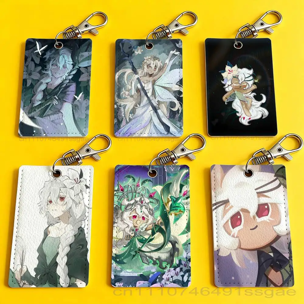 

R-Run Kingdom White lily Card Holder Keychain Badge Holder Card Pass Hang Rope Lariat Lanyard for Key Rings Accessories Gift
