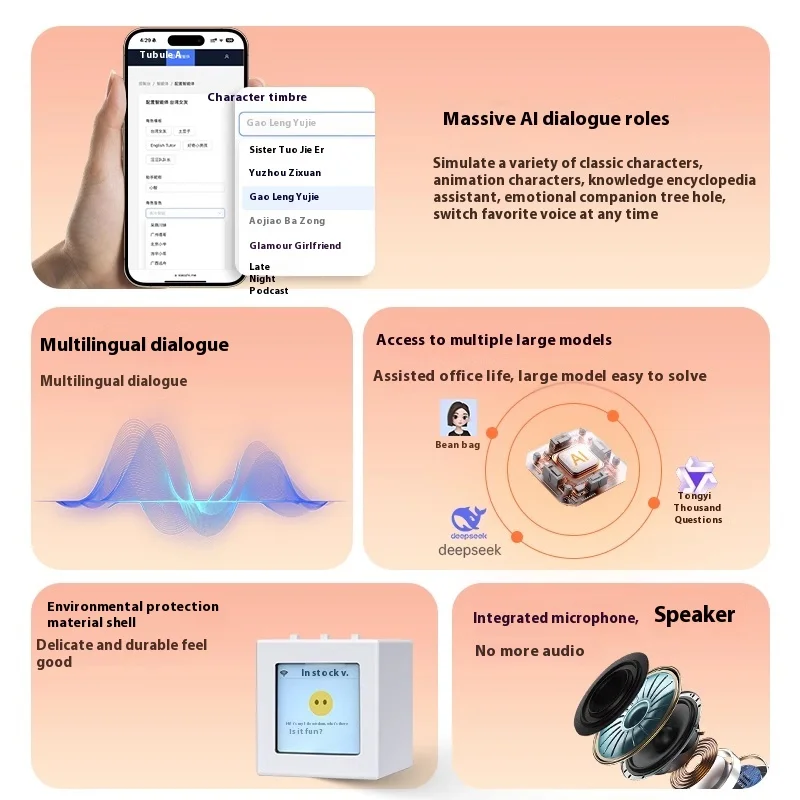 Xiao Zhi Mini Ai Robot With Screen Intelligent Robot ESP32 Support Deepseek Personalized Custom Robot Expression Electronic Pet