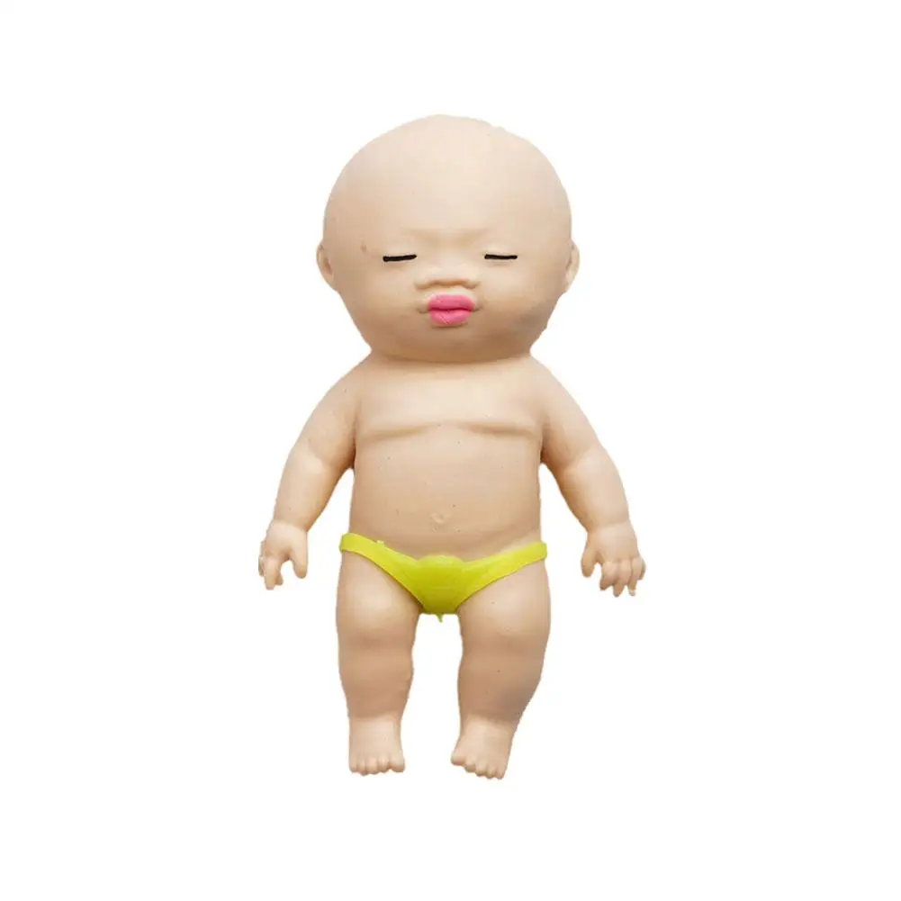 Squeezable Doll Toy TPR Simulation Baby Soft Stretchy Toy Decompression Toy Stress Relief Favor Hand Squeeze Toy For Kids