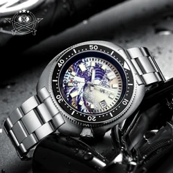 ADDIESDIVE Men's Watch Sapphire Glass Kanagawa Surf 200m Waterproof 316L Steel C3 Luminous NH35 Automatic Mechanical Watches