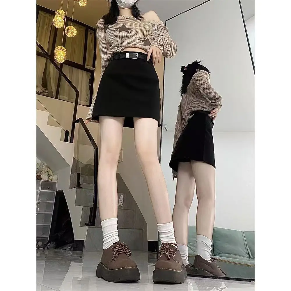 High Waist Woolen  Skirt Women's Fashion Slimming A-Line Anti-Light Half Skirt Sexy Winter 2025 New Style Prevent Exposure