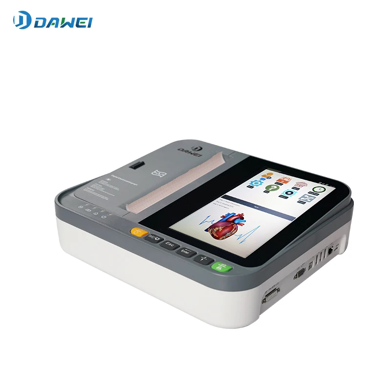 Dispositivos Médicos DAWEI, Electrocardiógrafo Veterinario Portátil de 12 Derivaciones y 3 Canales con Pantalla LCD a Color HD de 10.2 Pulgadas, Garantía de 2 Años