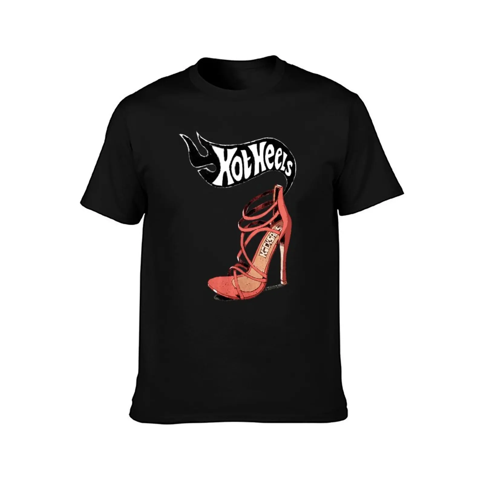 Hot Heels T-Shirt, Summer Casual Cotton Tee, Oversized Streetwear Tops, Vintage Graphic Print, Loose Fit Short Sleeve