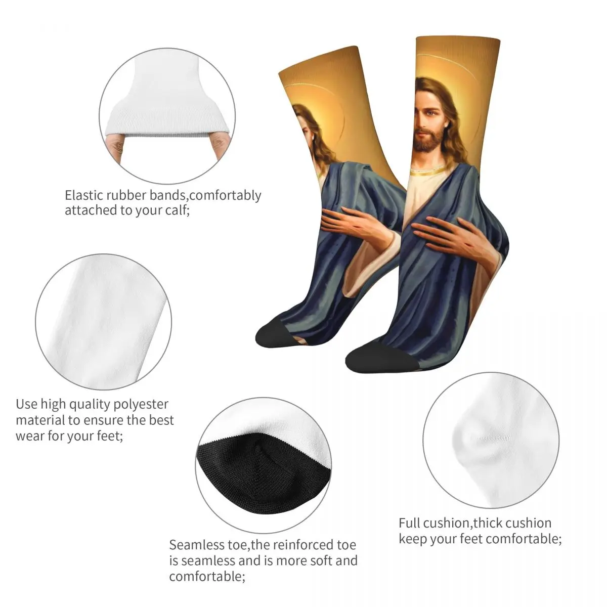 Jesus Christ Catholic Faith Socks Comfortable Casual Religious Chrisitan Socks Novelty Merch Middle Tube Socks Suprise Gift