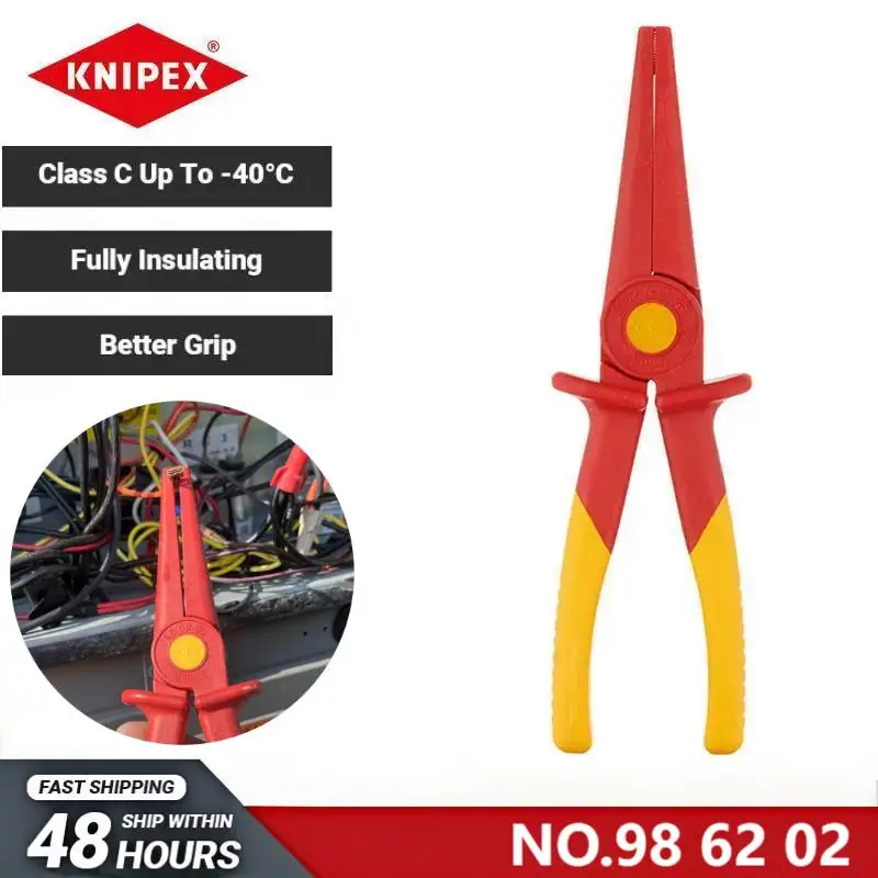 KNIPEX 98 62 02 1000 В изолированные пластиковые плоскогубцы с носом 8,6 дюйма плоскогубцы с длинным носом инструмент