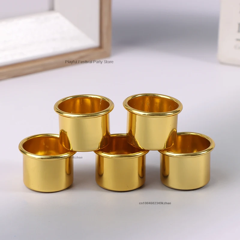 1pc Aluminum Candle Cups Bowl Candlestick Metal Candle Holder Cup Drip Protectors Empty Case for Candle Making for Party Decor