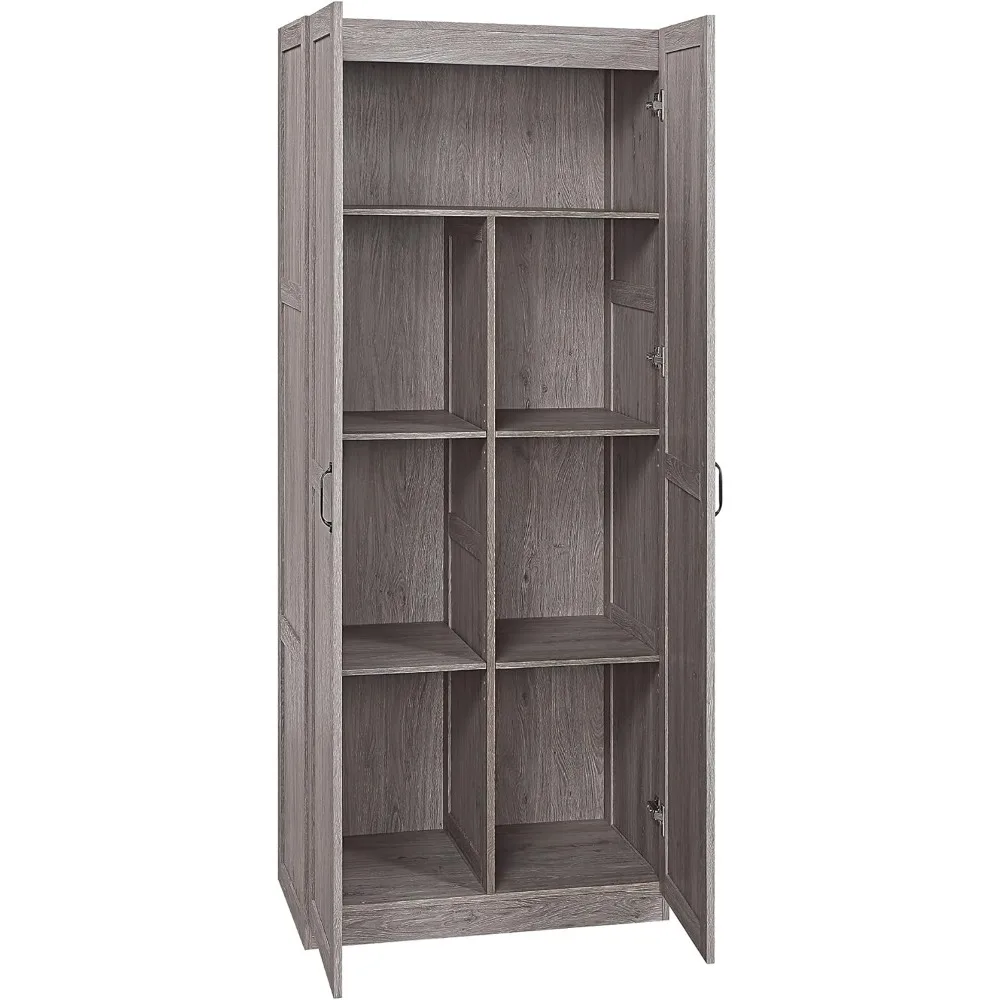 Hopkins Modern Freestanding Storage Closet with 7 Spacious Shelves and Soft Close Doors