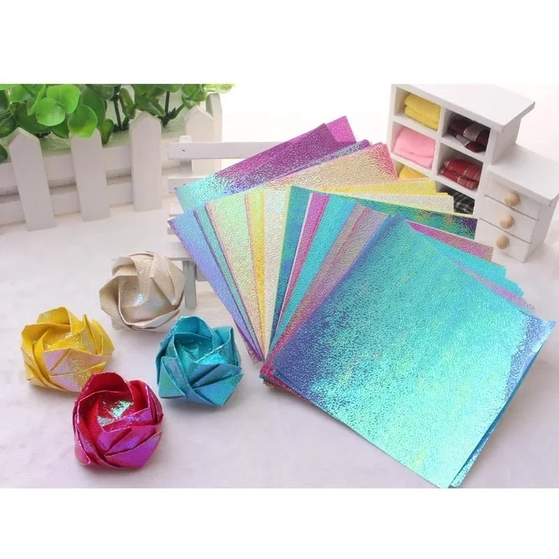 100Pcs Glitter Paper Sparkling Shiny Lucky Bird Origami Shining Square   Handmade 10CM