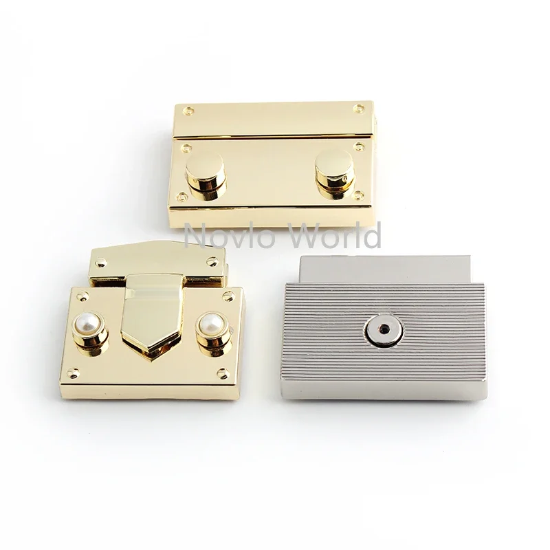 5-10-30sets 3 Size Light gold Silver Metal Bag Square Snap Lock Fitting For Women Handbag And Man Bag Hardware