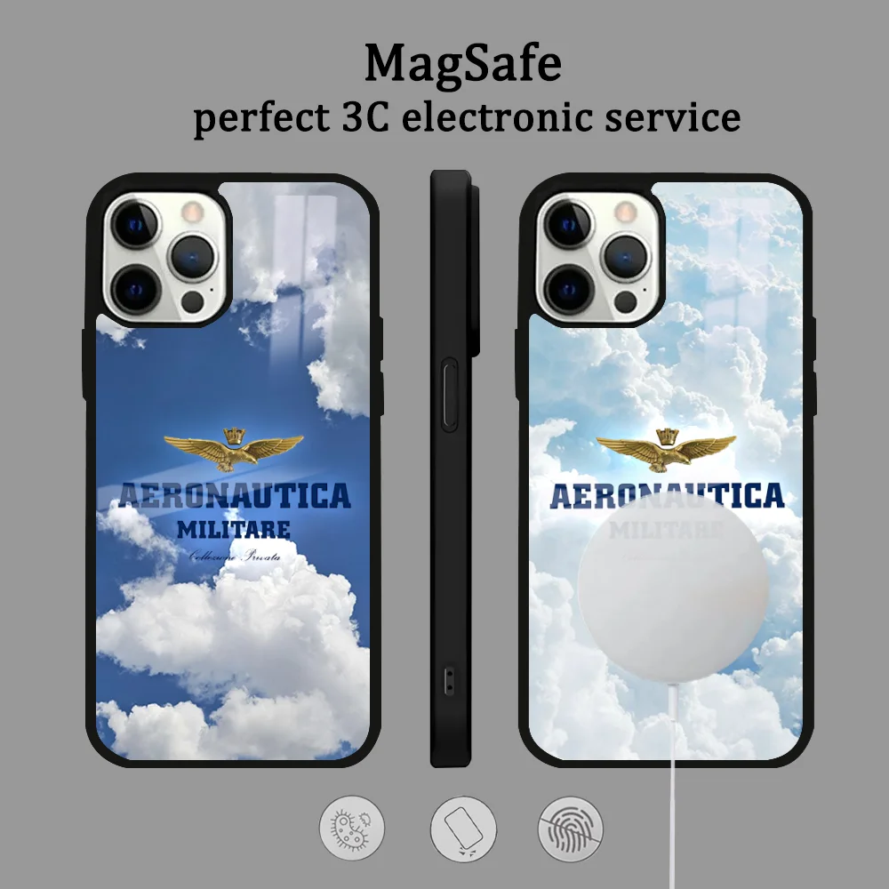 Fashion Brand A-Aeronautica M-Militare Phone Case For IPhone 16 15 14 13 12 11 Pro Max Plus Mini Magsafe Mirror Wireless Magneti