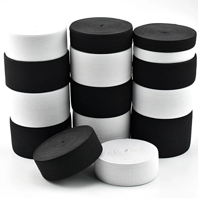 

40M/lot DIY Apparel Sewing Fabric Elastic Bands Thickened Black white rubber Flat elastic band Belt