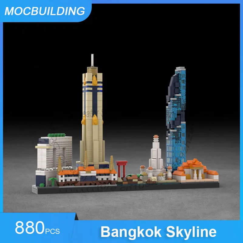

Модель «Горизонты Бангкока» (MOC), строительные блоки, набор для сборки, архитектурная коллекция, креативные игрушки для демонстрации, рождественские подарки, 880 деталей