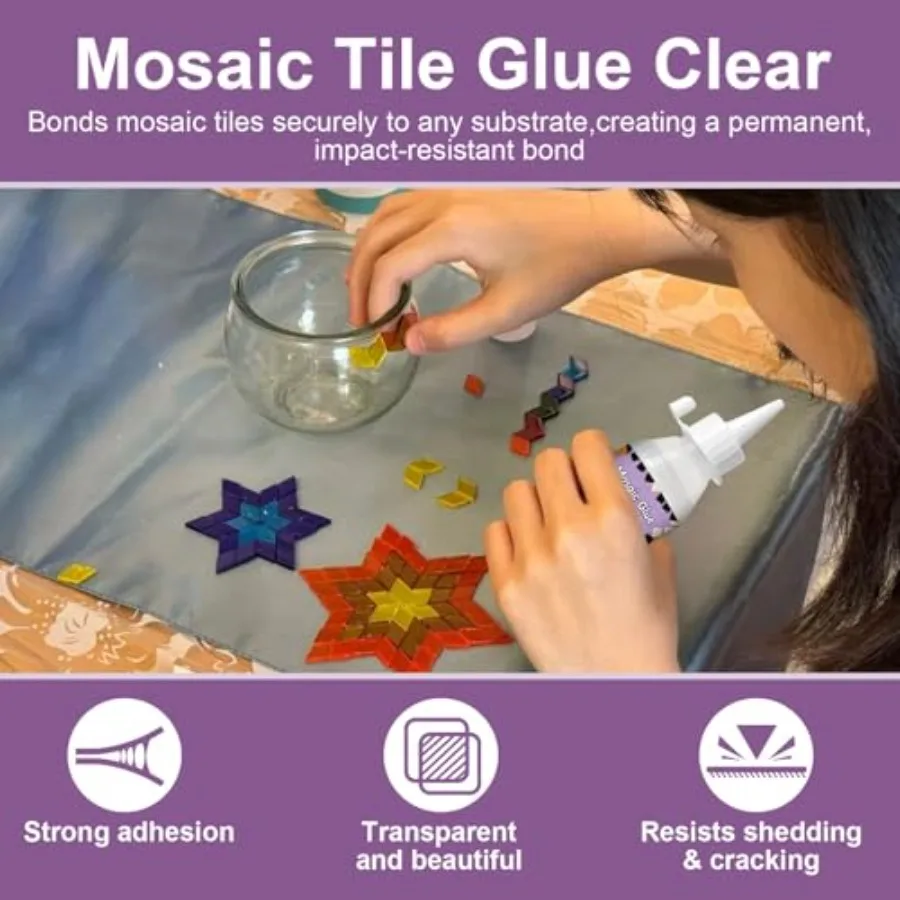 100g Mosaic Tile Glue Clear, Mosaic Adhesive, Strong Bond, Fast Drying, Waterproof, Non-Toxic, Perfect for DIY Tile Art Project