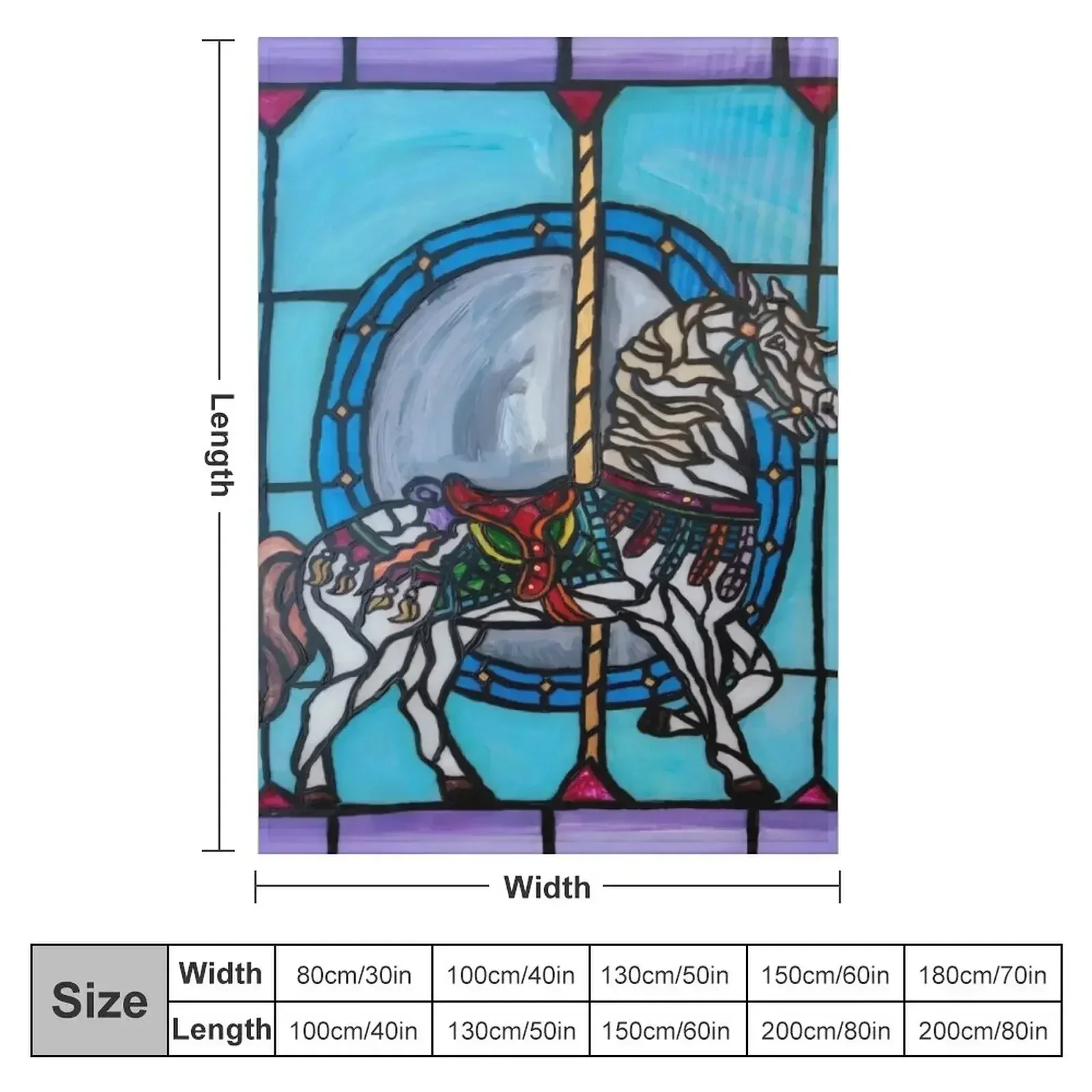 Stained Glass Carousel Horse Throw Blanket decorative Kid'S Blankets