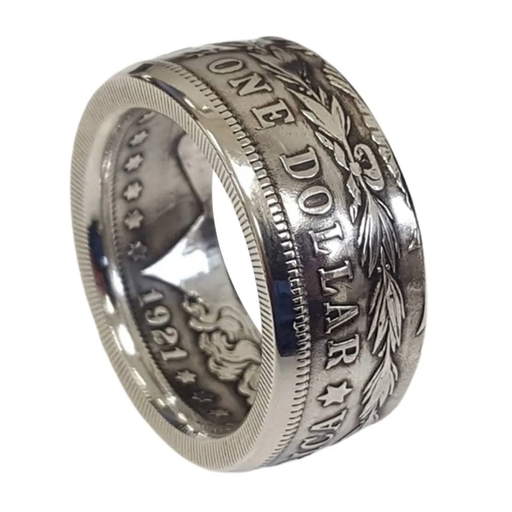 Nuevo anillo de moneda de dólar personalizado de nicho de tendencia Simple hecho a mano para mujer y hombre, anillo de moneda personalizado Punk Vintage, joyería de moda
