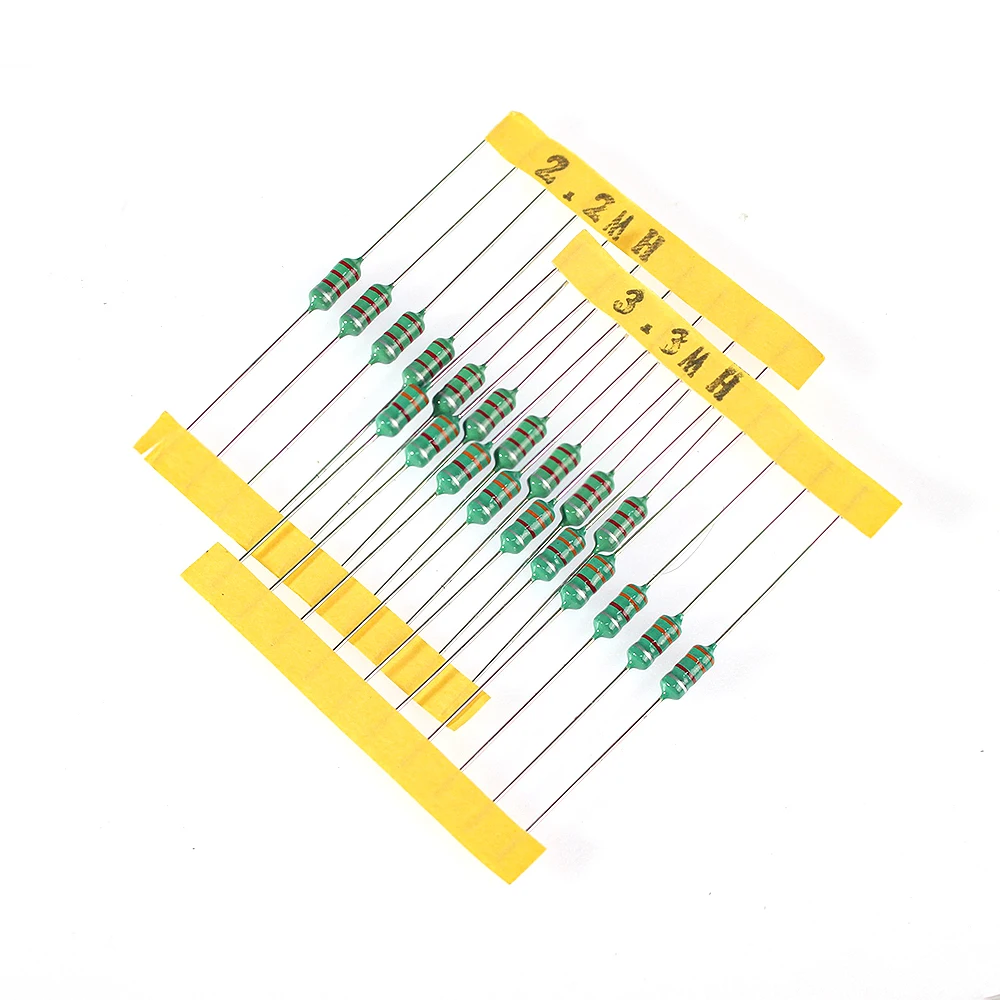 200 قطعة 0410 مجموعة مغو حلقة اللون 1/2 واط 1μH إلى 4.7mH 20 قيمة الحث مجموعة متنوعة لمشاريع الإلكترونيات ذاتية الصنع