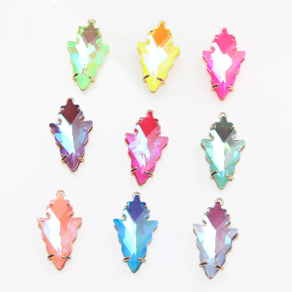 

Dainty Gradient leaf Charms Pendants for Jewelry Making Necklace Pendants Findings Supplies DIY Glass Accessories 16*27mm