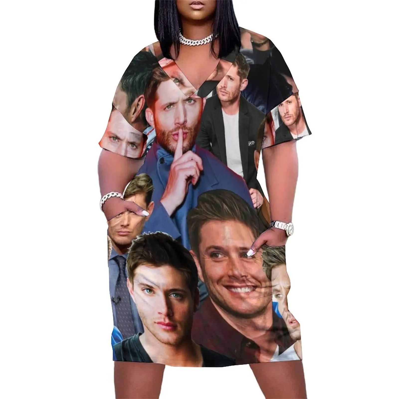 

Jensen Ackles Photo Collage Loose Pocket Dress Dresses for wedding party beach outfits for women