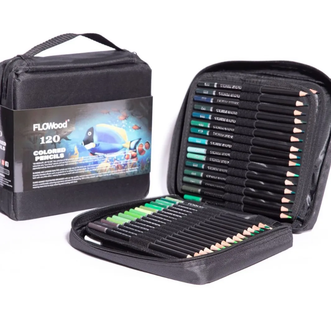 120 Color Oil Based Colored Pencil Set with Zippered Storage Bag, Soft Core Wooden Pencils for Drawing, Coloring, Shading and
