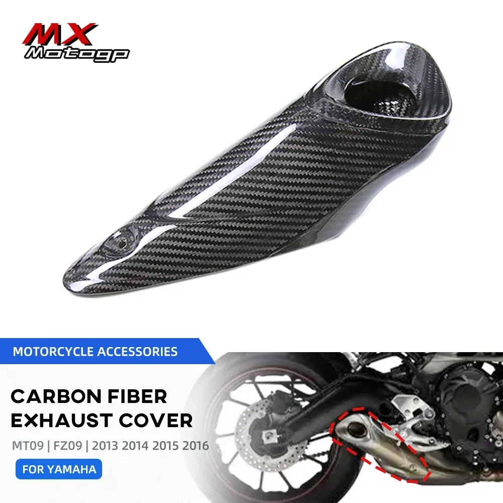 For YAMAHA MT09 MT 09 Carbon Fiber Motorcycle Exhaust Pipe Cover Heat Shield Guard Anti-scalding Protector MT-09 2013-2016