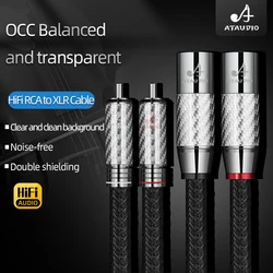 ATAUDIO HiFi RCA to XLR Audio Cable 7N OCC Core Carbon Fiber Rhodium Plated 2RCA Male to 2XLR Jack for Speaker Mixer Amplifier