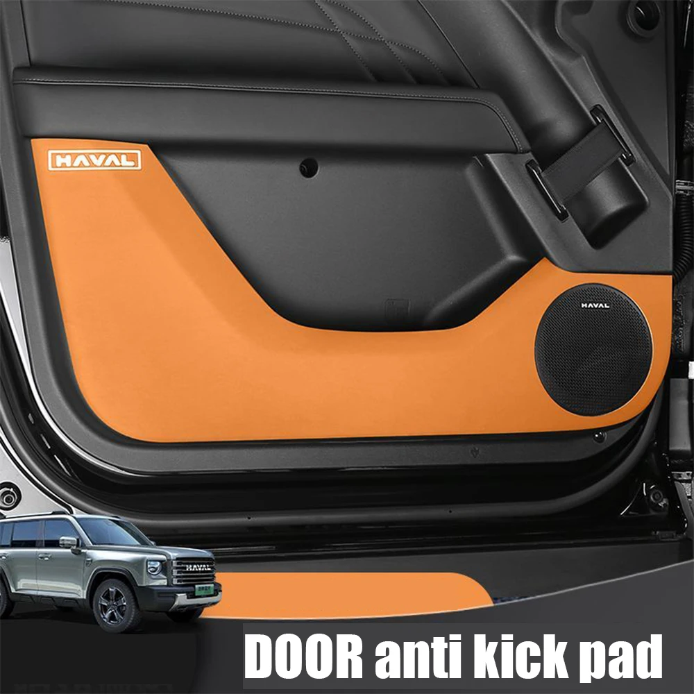 

For Great Wall Haval Raptor MengLong 2023 2024 Leather Car Door Anti Kick Pad glove Storage Box Anti-Kick Mat Sticker Accessorie