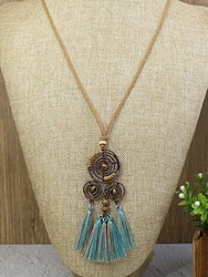 Vintage ethnic jewelry creative sweater chain tassel Dreamcatcher pendant lady texture necklace necklace