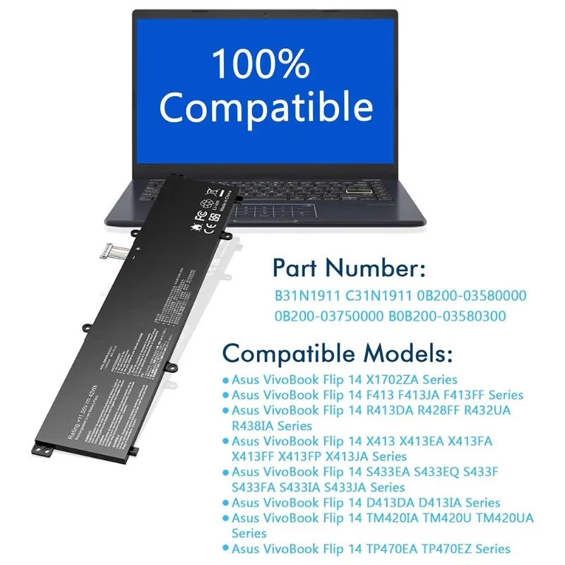 B31N1911 C31N1911 ノートパソコンバッテリー Vivo Book Flip 14 TM420IA M413DA M413 TP470EA TP420UA TP420IA F413 TP470EZS413対応