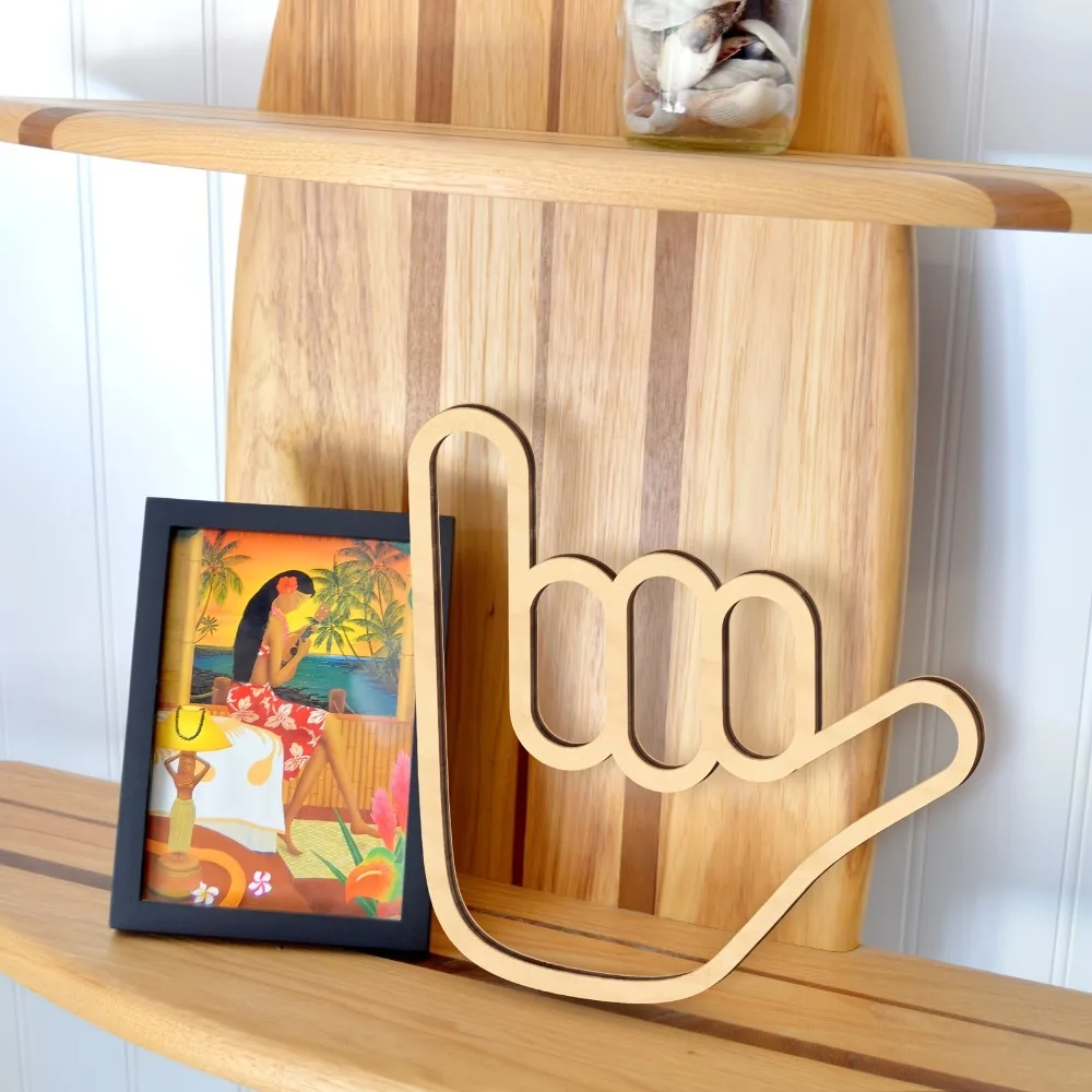 Wooden Surfer Gesture Wall Decoration Surfing Wall Decoration Suitable Living Room Kitchen Bathroom Bedroom Hand Shaped Pattern