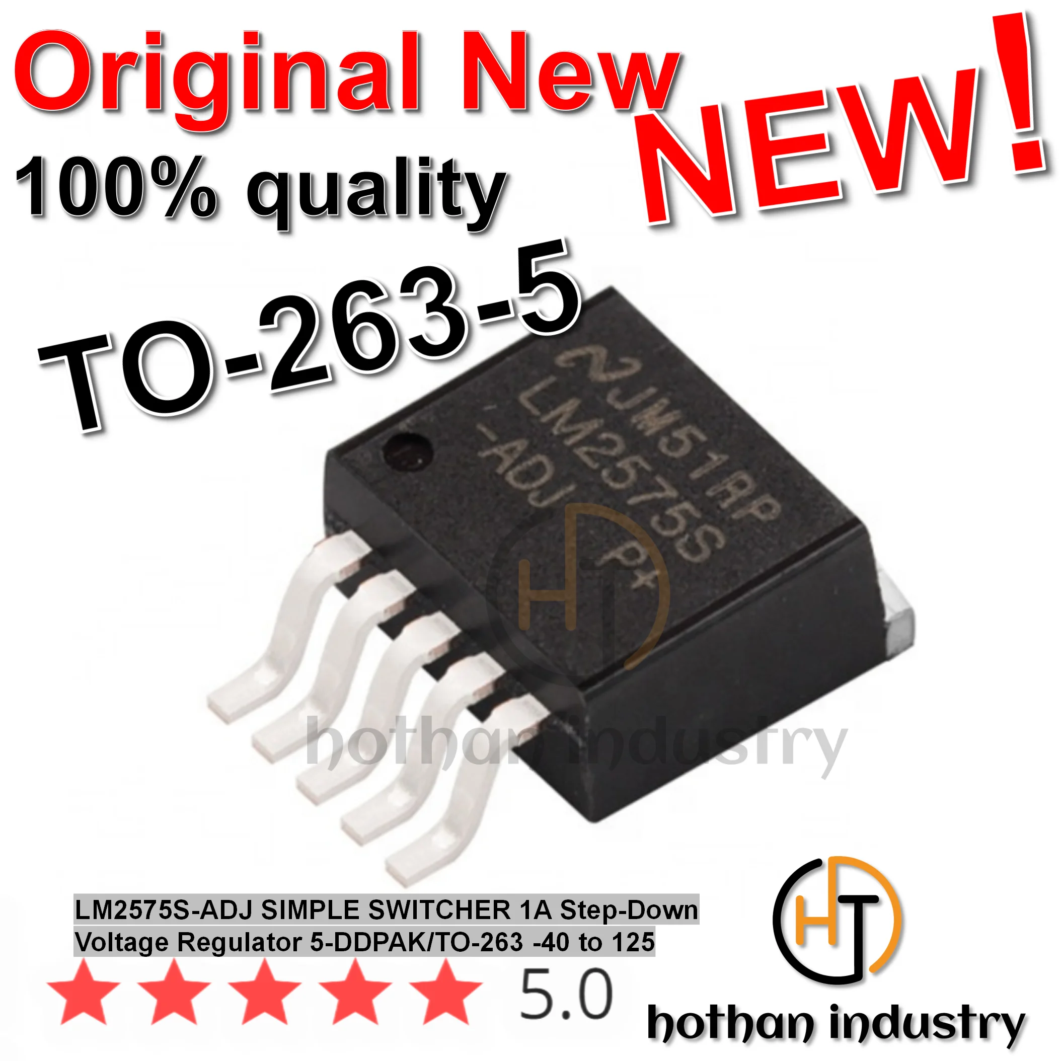 【10pcs】2023+ 100% Original Imported New  LM2575S-ADJ LM2575S SIMPLE SWITCHER 1A Step-Down Voltage Regulator 5-DDPAK/TO-263