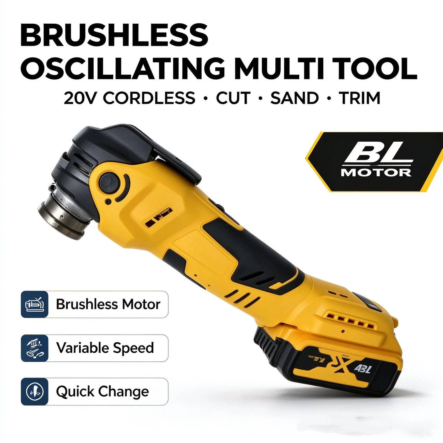 Electric Brushless Oscillating Multi Tool Cordless Electric Saw Trimmer Shovel Cutting Machine Compatible with 20V Battery