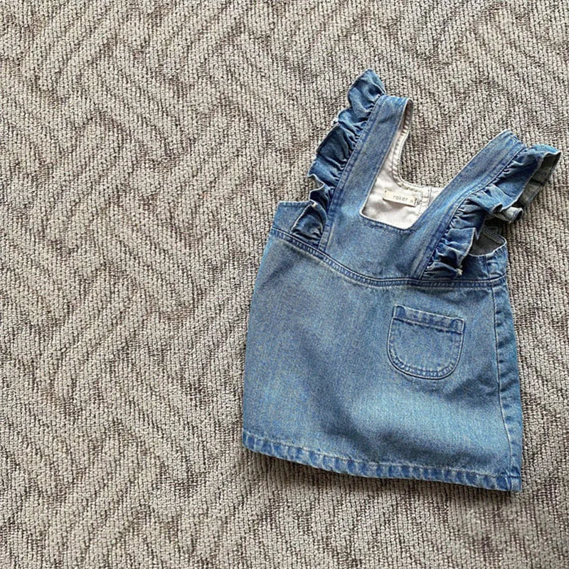 2024 New Baby Girl Sleeveless Denim Strap Dress Infant Loose Corduroy Dress Fashion Girls Casual Dress Kids Princess Clothes