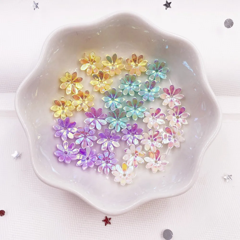 Nowy 40 sztuk 10mm błyszczący kwiat 3D Nail Art Rhinestone 1 otwór przyciski aplikacje księga gości DIY akcesoria do Manicure ozdoby L11