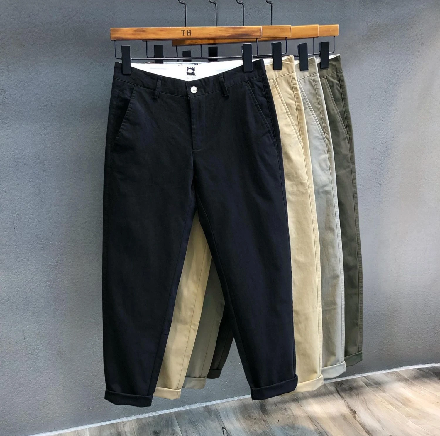 الرجال مستقيم الساق العمل السراويل القطن الخالص ربيع الخريف Faion عارضة السراويل الشباب الطاقة Sle كيت التفاصيل السراويل الطويلة