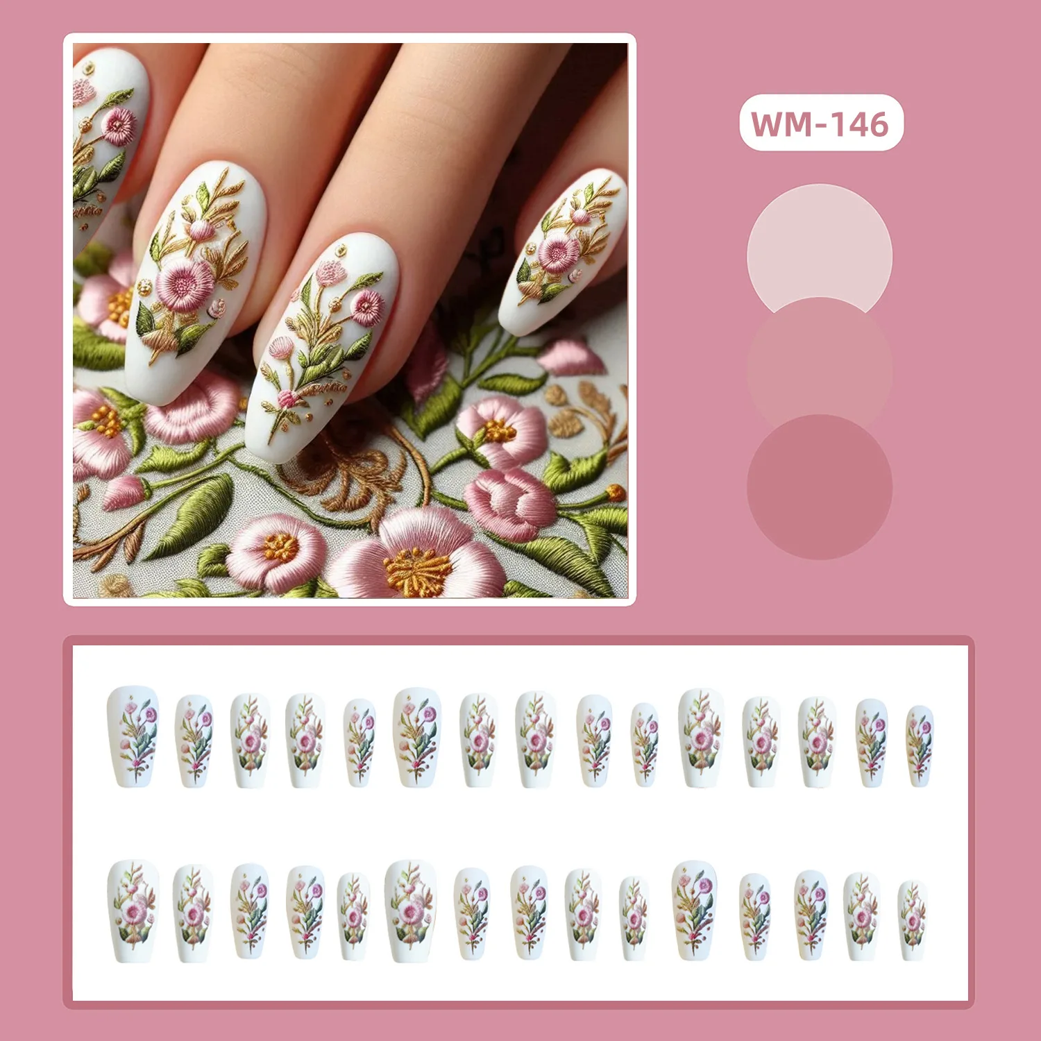 24szt Easter Bunny Fake Nail Tips Chinese Cute Flowers Leopard Print Press on Nails Wearable Full Cover European False Nails