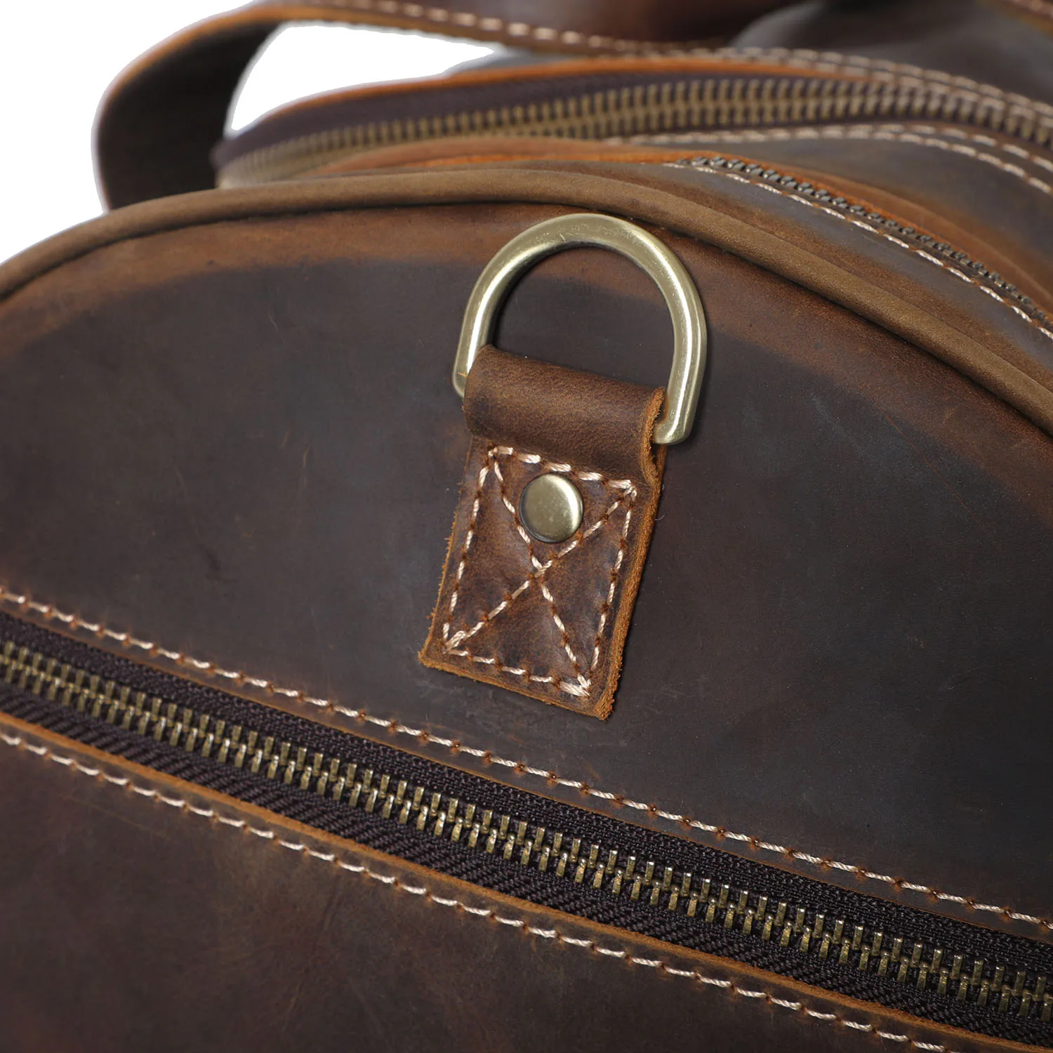 S.WORKER Vintage Vollnarbenleder-Reisetasche für Herren, Echtleder, Große Kapazität, Weekender-Reisetasche – Detail 13