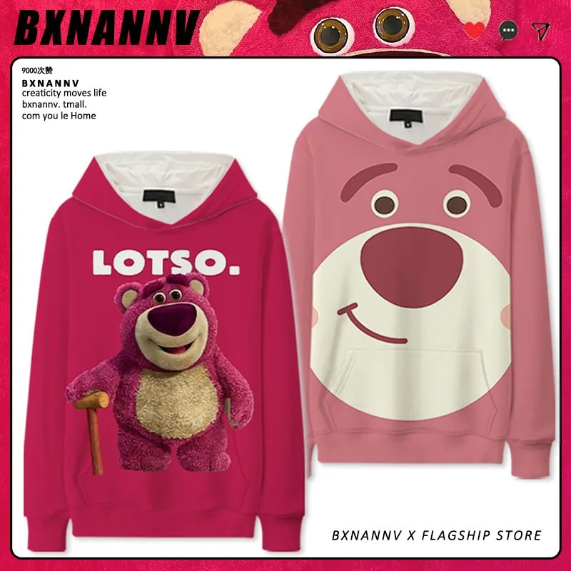 

Disney Strawberry Bear Hoodie Women Loose Cute Cartoon Casual Clothes Autumn Girls Loose Coat Tide