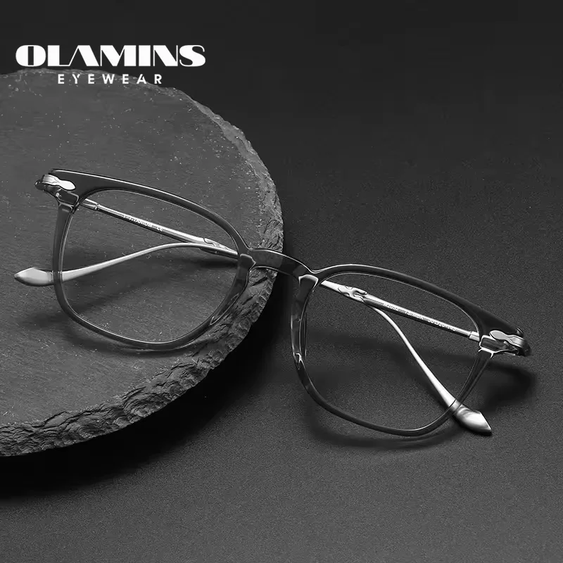 

OLAMINS​ Light Blocking Glasses Optical Grey Leopard Spectacle Eyeglasses Frames Unique Design Fashion for Men Women M2052