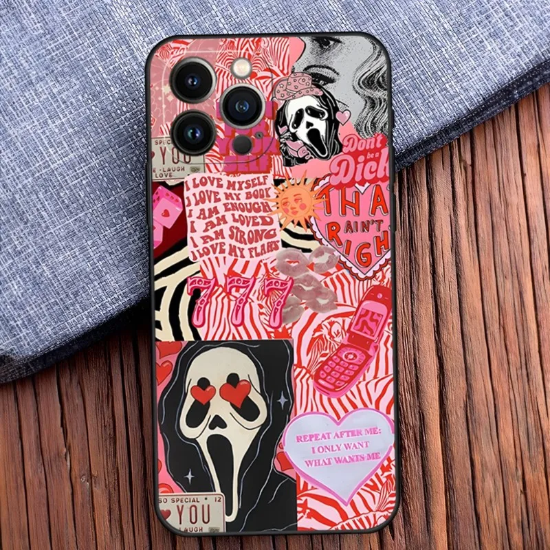 Death Scream Phone Case For Iphone 15 11 Pro Max 6 Mini 13 14 Xr Xs 12 6s 8 7 Plus Black Soft Cover